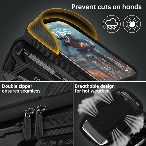 Zyxformis Bike Bag, Bike Accessories with Sun-Visor, Waterproof Bike Phone Holder with TPU Sensitive Touch Screen, Bicycle Top Tube Front Frame Bag Handlebar Bag with Rain Cover