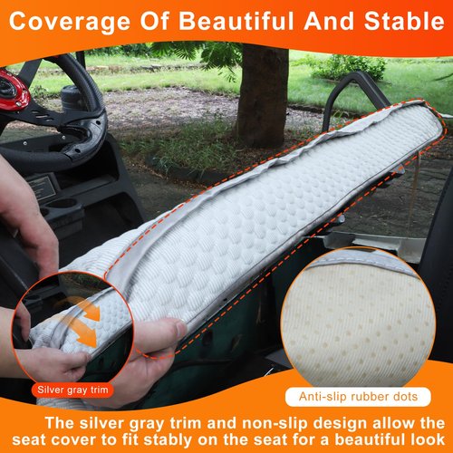 Yamaha Golf Cart Seat Blanket for Winter, Warm Material, 54.3''x 33.7'', Easy to Install and Clean, 4 Convenient Pockets, Gray Golf Cart Seat Covers for G2 G8 G9 G16 G19 G22 G29