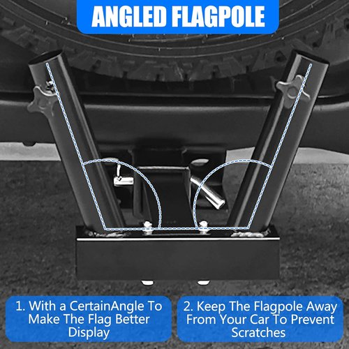 KAIRAY Hitch Mount Dual Flagpole Holder - Universal Fit for 2-Inch Receiver | Ideal for Trucks, SUVs, RVs