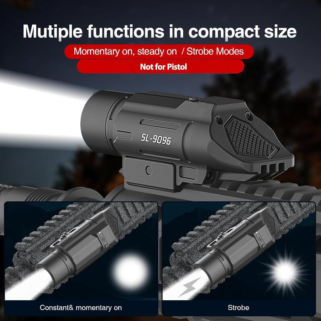 Solofish Tactical Flashlight - 1500 Lumen Rechargeable Weapon Light with Strobe | Compatible with Picatinny Rail