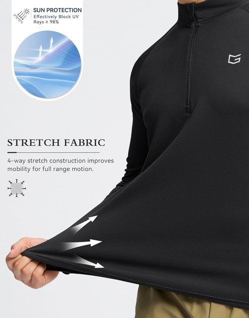 G Gradual Men's Running Shirt - Lightweight Quick-Dry Long Sleeve Quarter Zip Pullover for Gym & Golf