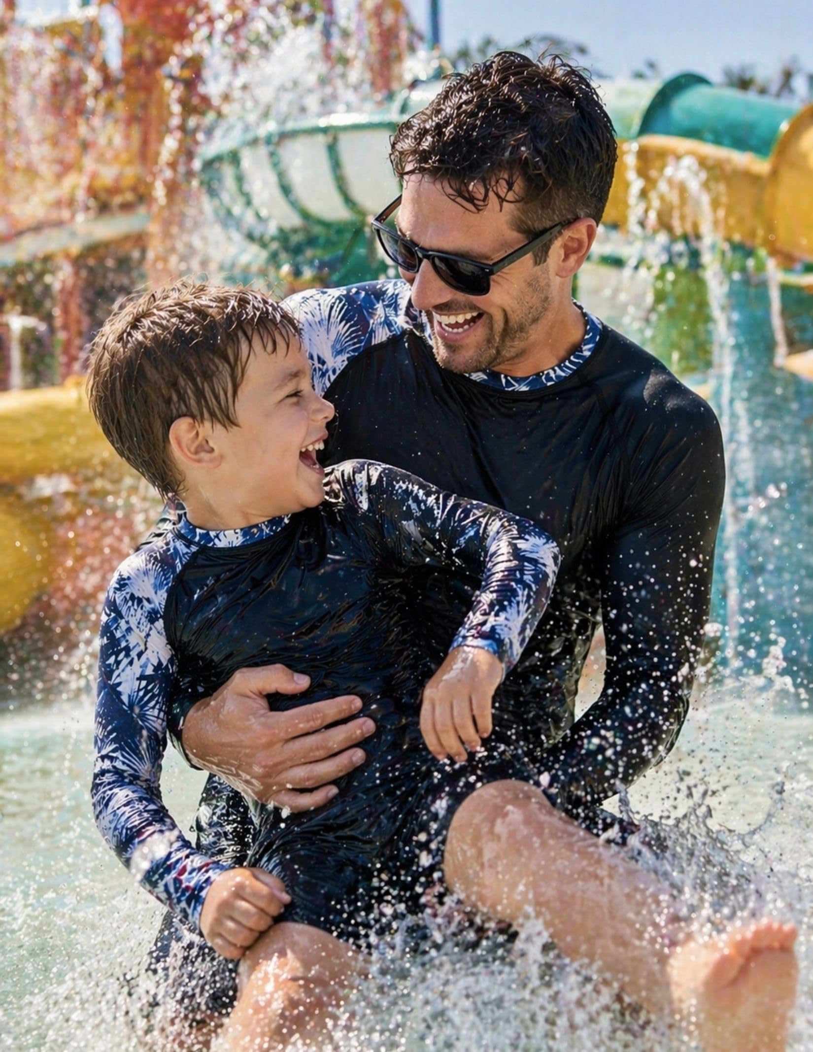 2 Pack Men’s Rash Guard Long Sleeve Swim Shirts UPF 50+ Sun Protection – Quick Dry Lightweight UV Fishing Surf Shirt (Set 1, Large)