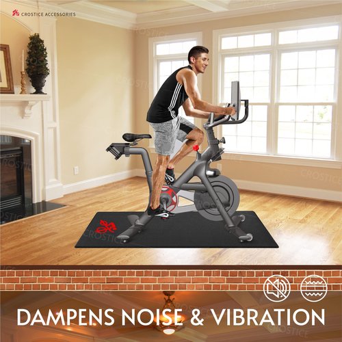 Crostice Bike Trainer Mat Compatible with Peloton Bike, for Treadmill & Row, THK 6mm, Under Mat Protect Hardwood Floor Carpet, Trainer Accessory for Indoor Stationary Exercise Bicycle