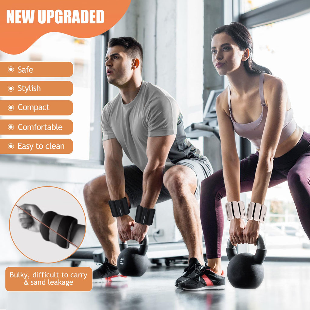 BECOJADDE Ankle Weights Set of 2 (1 lb/2 lb Each) for Women Men Adjustable Wrist Bracelet for Home Gym Weighted Bangles Wristbands Leg Arm Weights for Walking Swimming Running Pilates Yoga Gym
