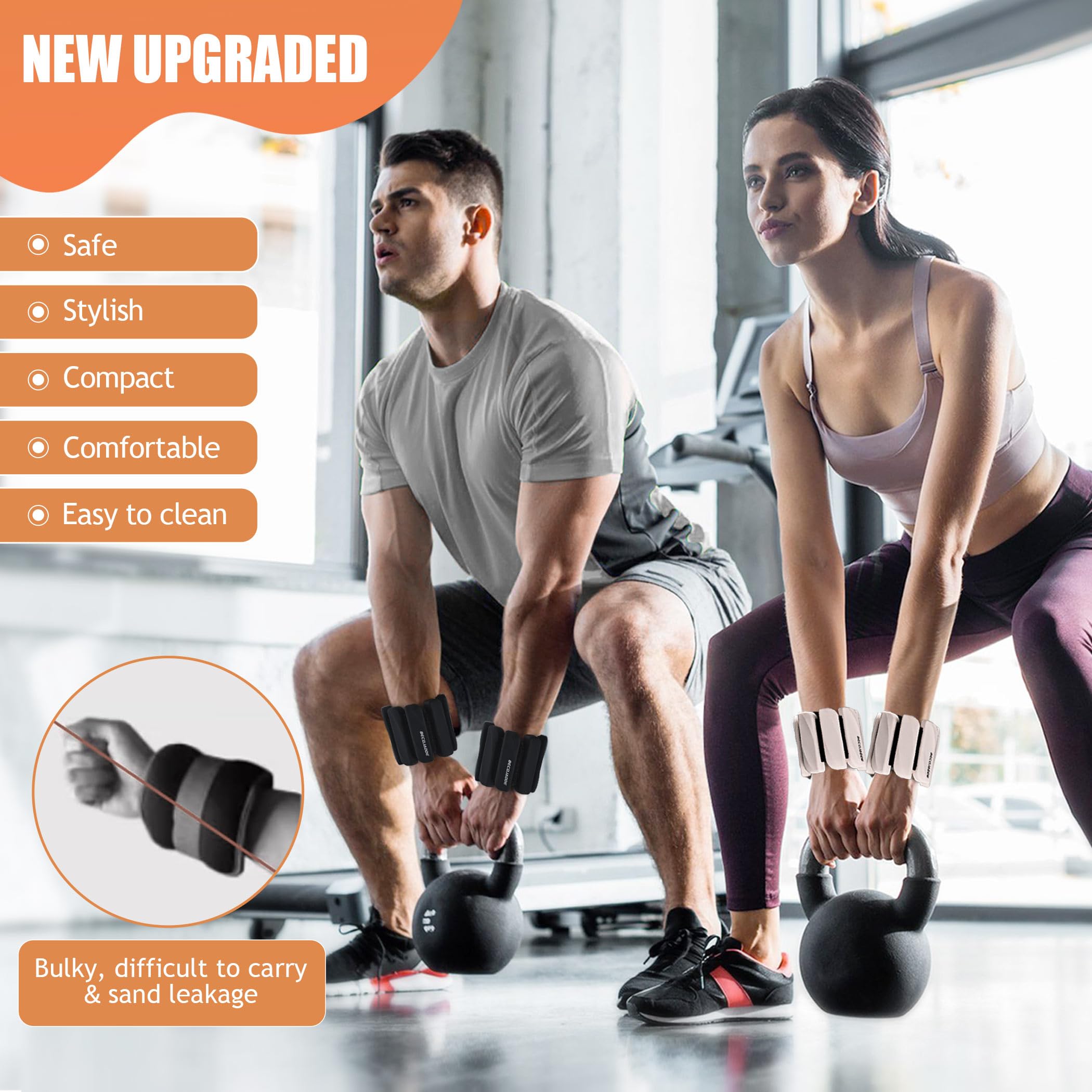 BECOJADDE Ankle Weights Set of 2 (1 lb/2 lb Each) for Women Men Adjustable Wrist Bracelet for Home Gym Weighted Bangles Wristbands Leg Arm Weights for Walking Swimming Running Pilates Yoga Gym