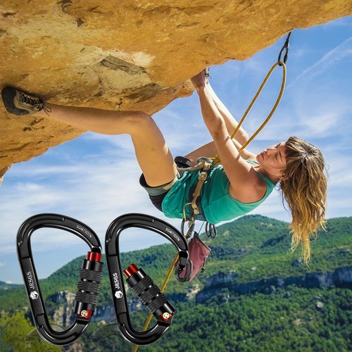 JRSGS Climbing Carabiner 25KN Large Carabiner Clip Auto Locking Carabiner Obtained UIAA Certification Heavy Duty Carabiners Suitable for Rock Climbing, Camping, Gym,Rescue