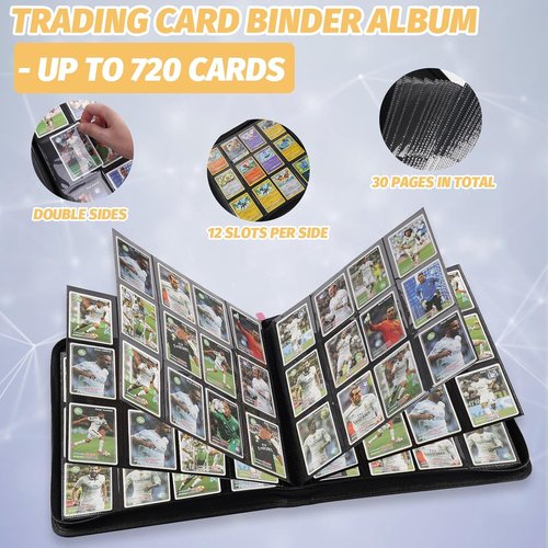 GERMUN Trading Card Binder - Premium 12 Pocket Album for 720 Cards | Double-Sided Holder in Pink
