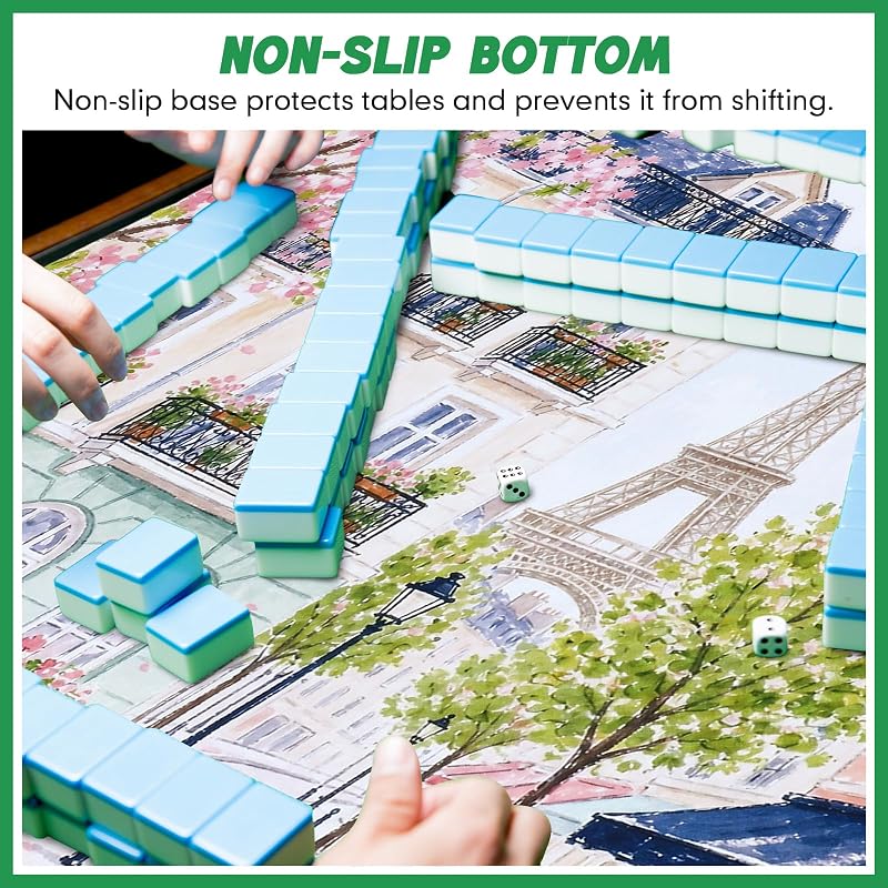 Dunzy Mahjong Mat with Bag 33" x 33" - Colorful Parisian Chic (Variation: Colorful Parisian Chic)