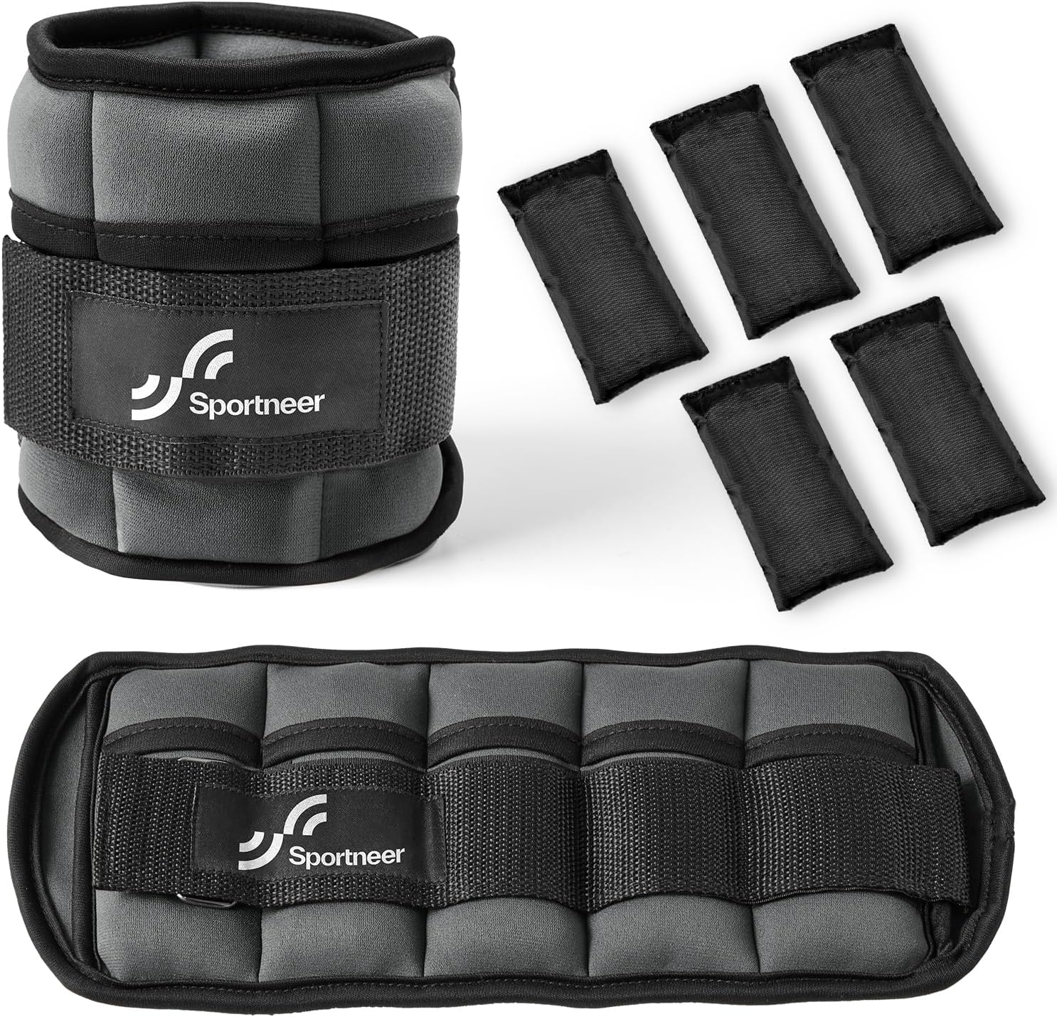 Sportneer Adjustable Ankle Weights Set - Comfortable Neoprene Leg Weights for Walking & Yoga | 1 Pair (2-10 lbs)
