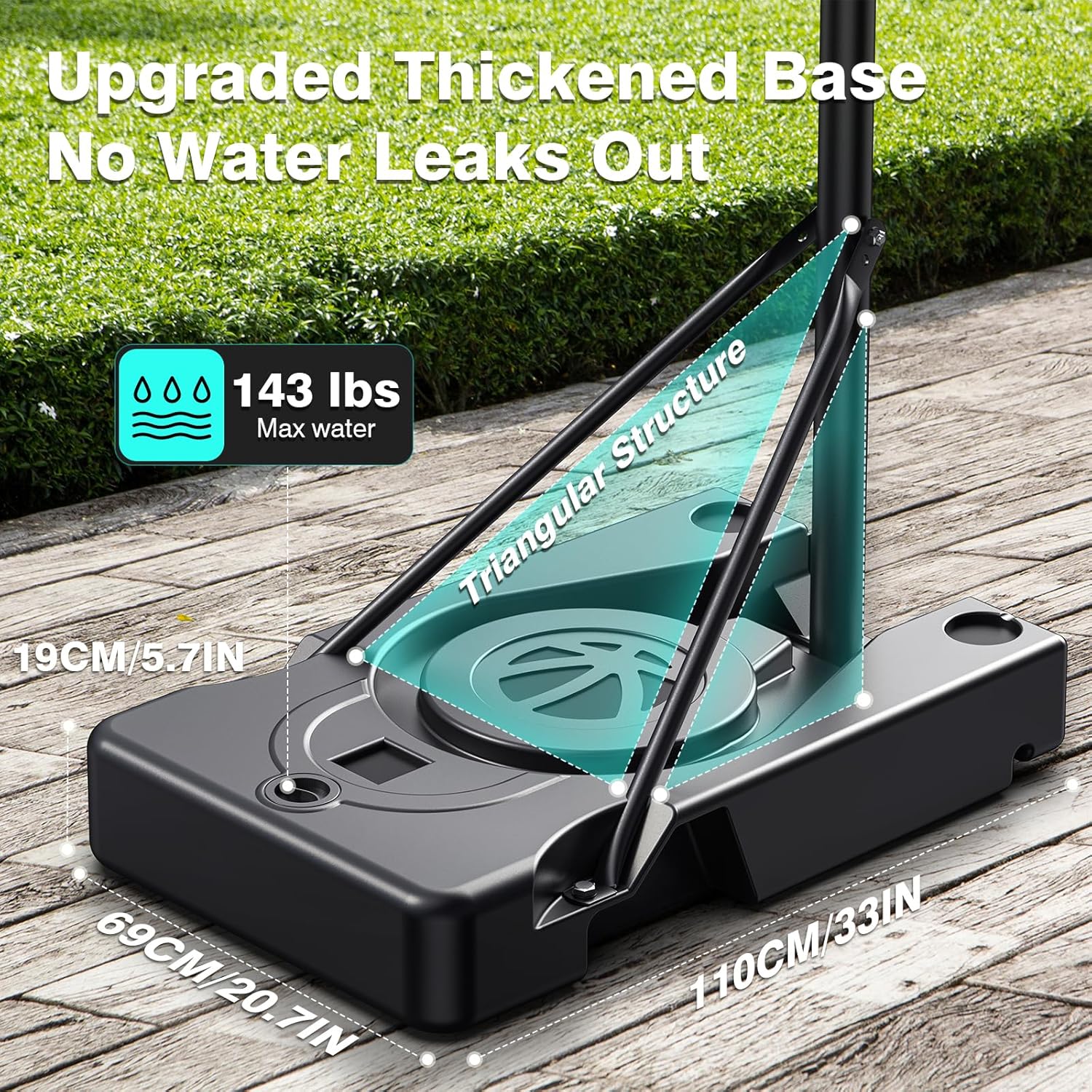 Skiennix Basketball Hoop - 10FT Height Adjustable with 45-Inch Shatterproof Backboard | Portable for Backyard & Indoor Use