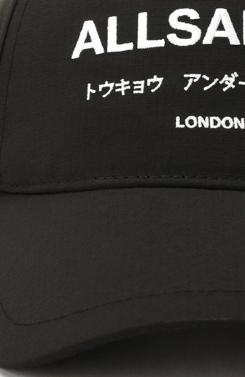AllSaints Men's Underground Baseball Cap, 100% Nylon Hat with Adjustable Strap, Summer Accessory Black