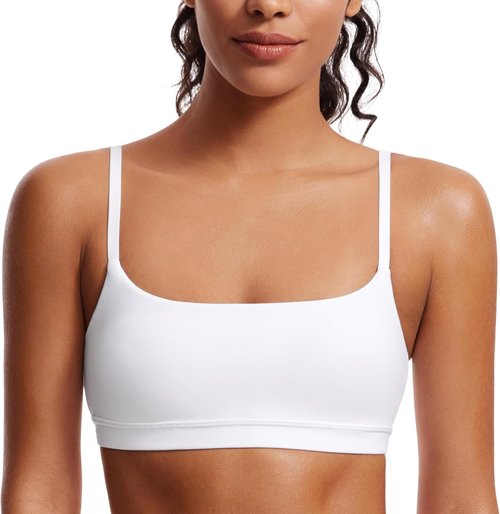 CRZ YOGA Sports Bra - Butterluxe Adjustable Spaghetti Strap Wireless Padded Crop Top for Women