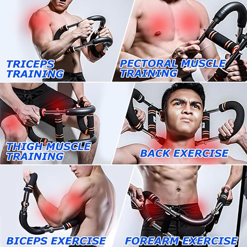 Twister Arm Trainer, 60-100lb Adjustable Chest Workout Equipment, Portable Power Twister Bar, Detachable Design, Arm Trainer for Men, Chest Trainer for Men, Shoulder Muscle Training, Fitness Anywhere