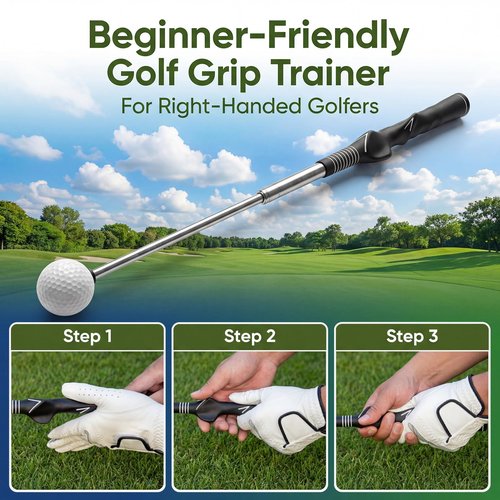 chufa Retractable Golf Swing Trainer, Telescopic Practice Club with Click Feedback, Right-Handed Ergonomic Grip & Arm Band, Grip/Posture Correction, Portable Indoor/Outdoor Tempo & Swing Path Aid