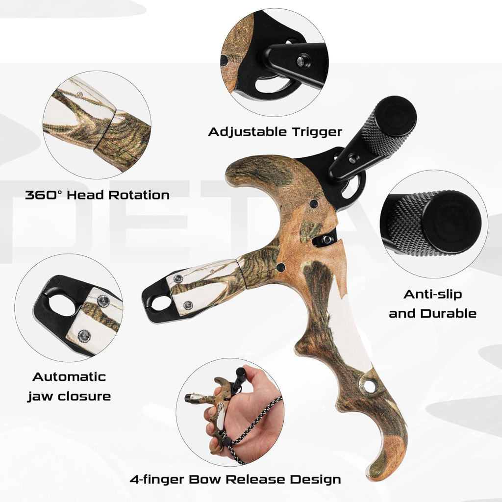 Skiennix Compound Bow Release - 360° Rotatable Thumb Trigger for Outdoor Archery Hunting