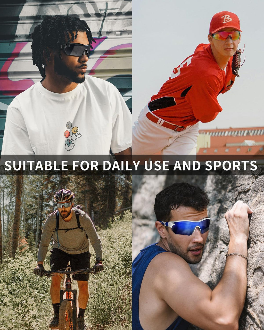 Polarized Sports Sunglasses - UV400 Protection for Men, Women & Youth | Ideal for Baseball, Running & Cycling
