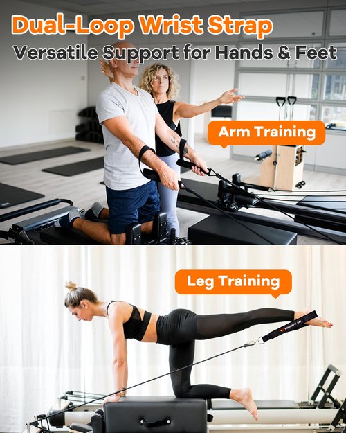 Wonderful Day 2PCS Pilates Straps for Reformer with Storage Bag & Gift Box, Comfortable Enhanced Thickness, Fitness D-Ring Double Loop Exercise Straps for Home Gym Workout（Black-Premium Version）