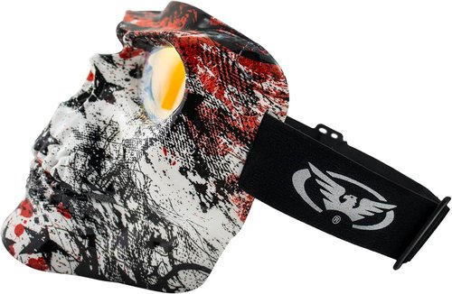 Global Vision Skull Mask Goggles - Full Face Coverage with Clear Red Coated Mirror Lenses