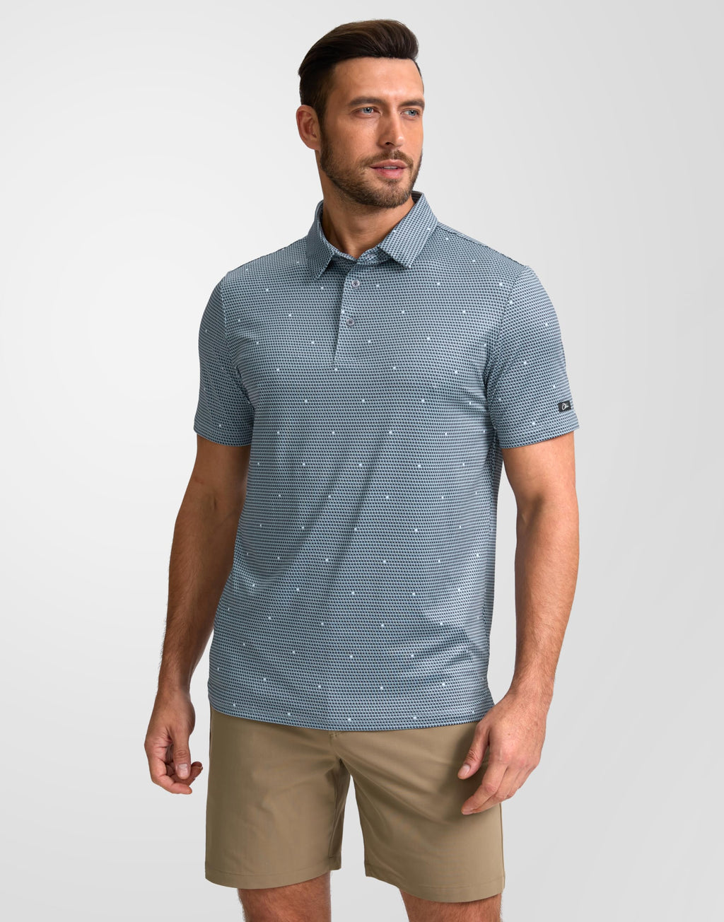 Obla Mens Golf Polo Shirts Short Sleeve Dry Fit Performance Moisture Wicking Casual Print Collared Golf Shirts for Men(Gray Flag_XXXL)