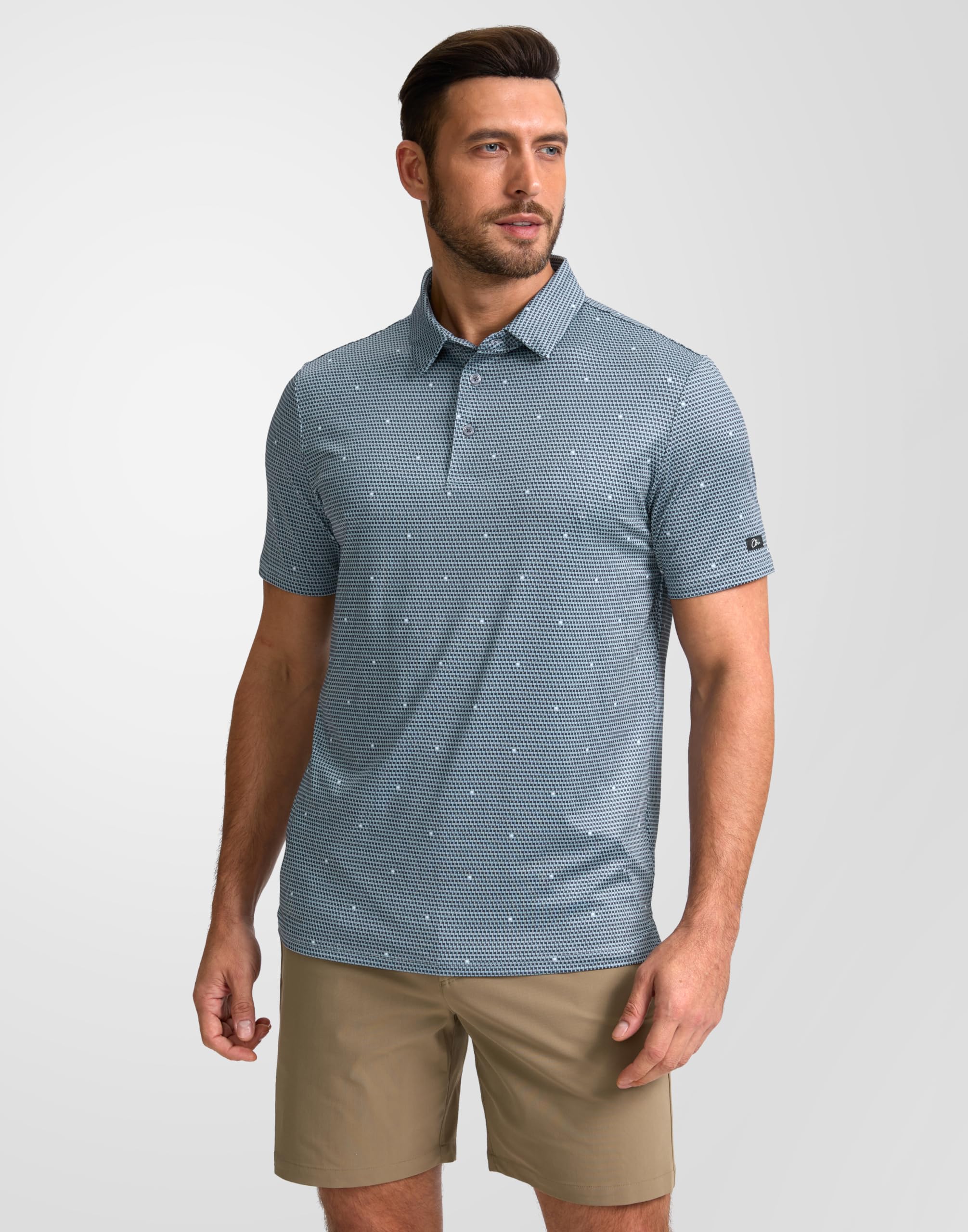 Obla Mens Golf Polo Shirts Short Sleeve Dry Fit Performance Moisture Wicking Casual Print Collared Golf Shirts for Men(Gray Flag_XXXL)