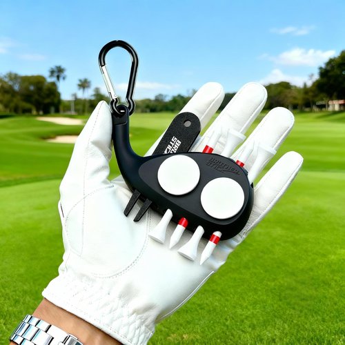 BROTHER STICK Golf Tee Holder for Golf Bag Accessories for Men, 3-in-1 Tee Caddy, Includes 6 Golf Tees, Divot Repair Tool & Golf Ball Marker, Stylish Golf Gifts for Men & Women