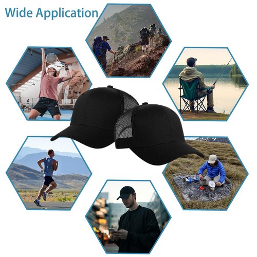 LYDTICK 20 Pack Baseball Cap Blank Trucker Hats Bulk Wholesale Hats Adjustable Plain for Men Women, Black Mesh