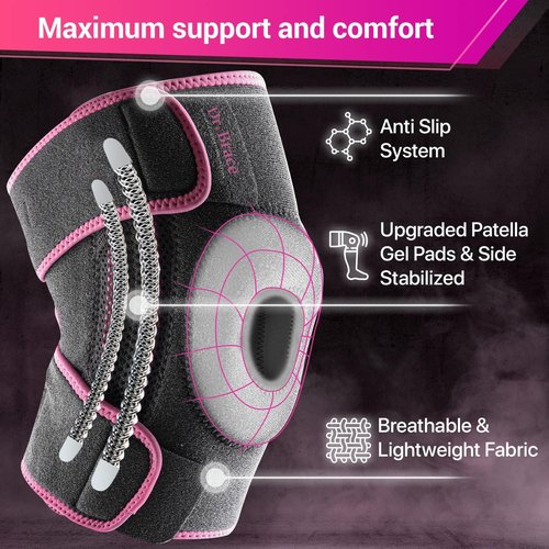 Dr. Brace Elite Knee Brace - Maximum Support with Side Stabilizers & Gel Pads | Medium Size for Men & Women