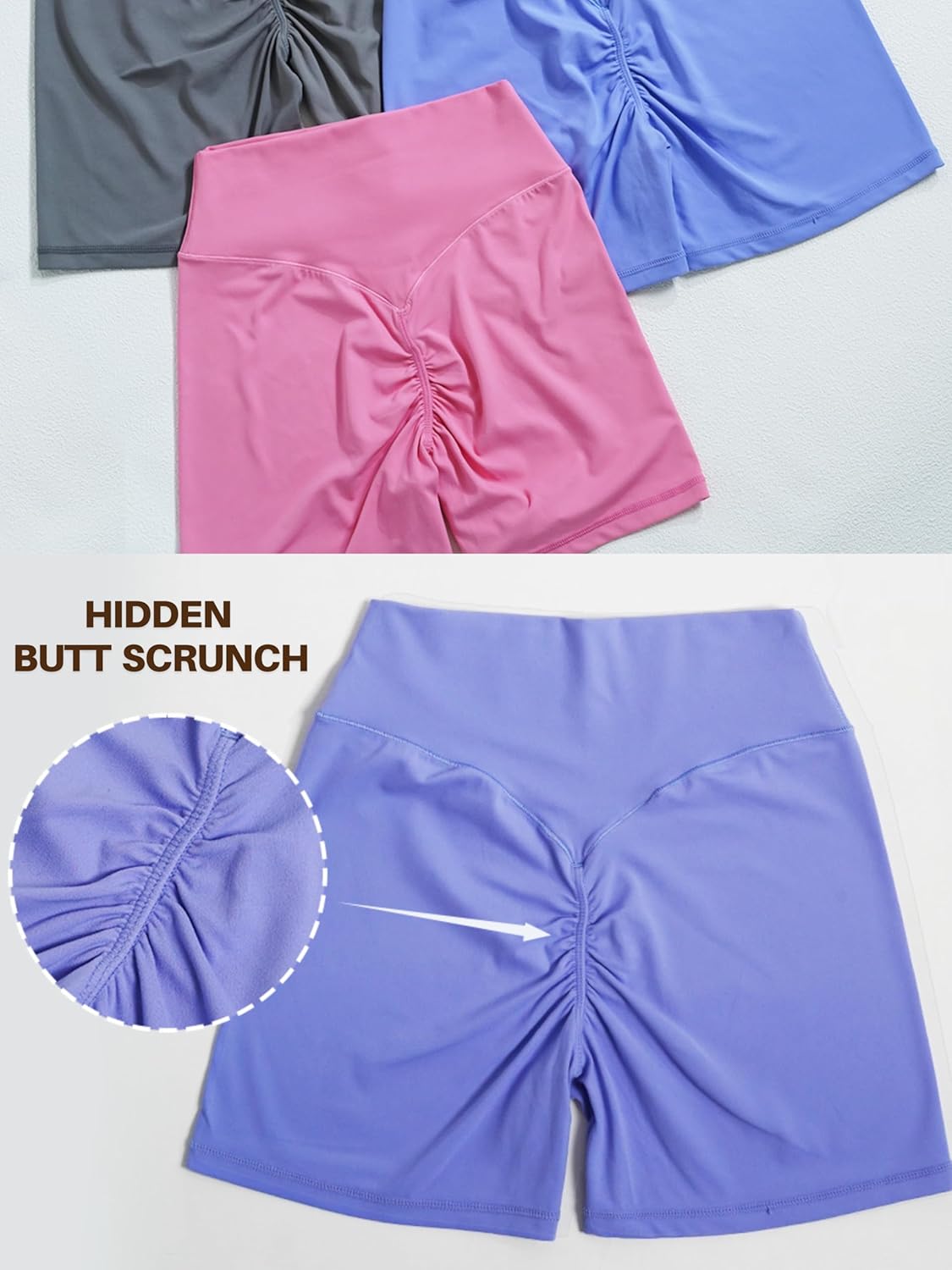 Sunzel Women's High Waisted Butt Scrunch Shorts - Tummy Control Biker Shorts for Gym & Yoga