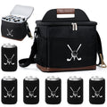 Reallnaive Golf Cart Cooler Bag Insulated with 6 Beer Can Sleeves 24 Can Large Foldable Leakproof Soft Cooler Bag with Bottle Opener Ice Cooling Holds for Golf Cart (Black)