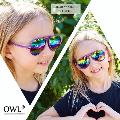 OWL 20 Pack Kids Aviator Sunglasses Bulk UV400 Toddler Aviators Party Supplies, Beach, Pool Party Favors, Wholesale (Blue)