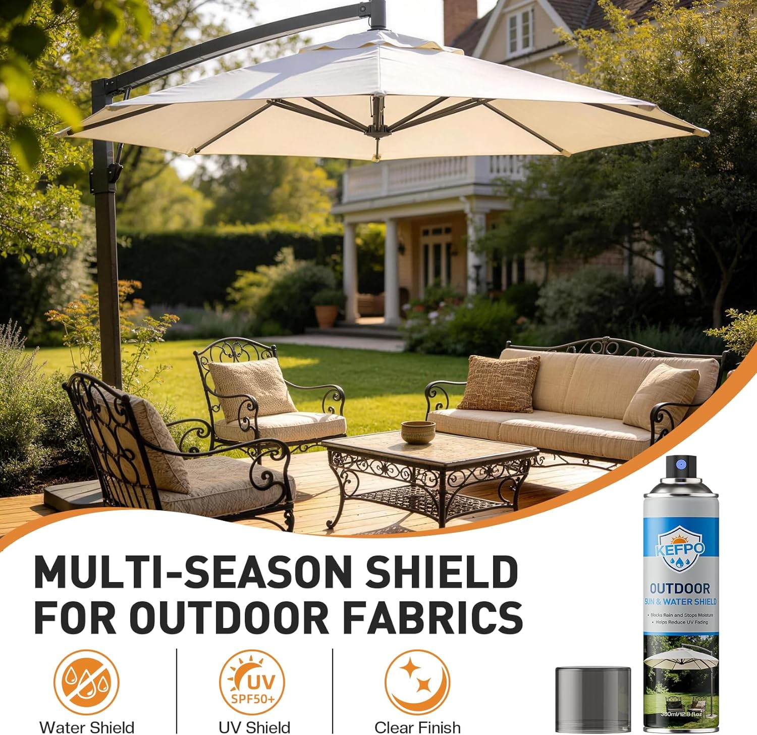 Outdoor Fabric Protector Spray - Waterproof & UV Protection for Patio Furniture | 12.8oz Long-Lasting Shield