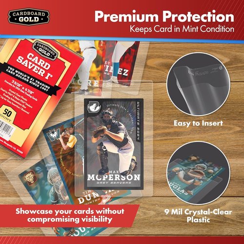 Cardboard Gold Card Saver | PSA-Approved Semi-Rigid Trading Card Holders - 1-100 Count for Baseball & Sports Cards