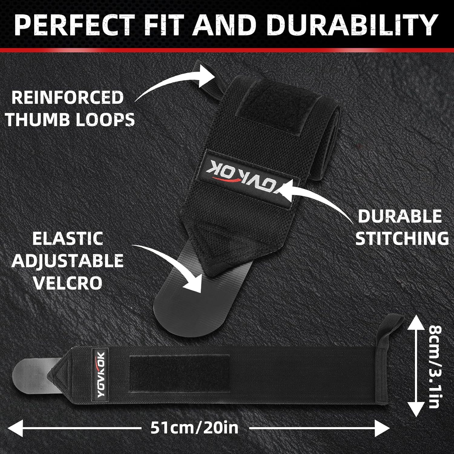 Skiennix Wrist Wraps - Adjustable Weightlifting Straps with Thumb Loops | Black Gym Support for Men & Women