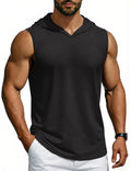 Cotrasen Black Medium Sleeveless Hoodies for Men – Light Weight UPF 50+ Sun Protection Tank Top