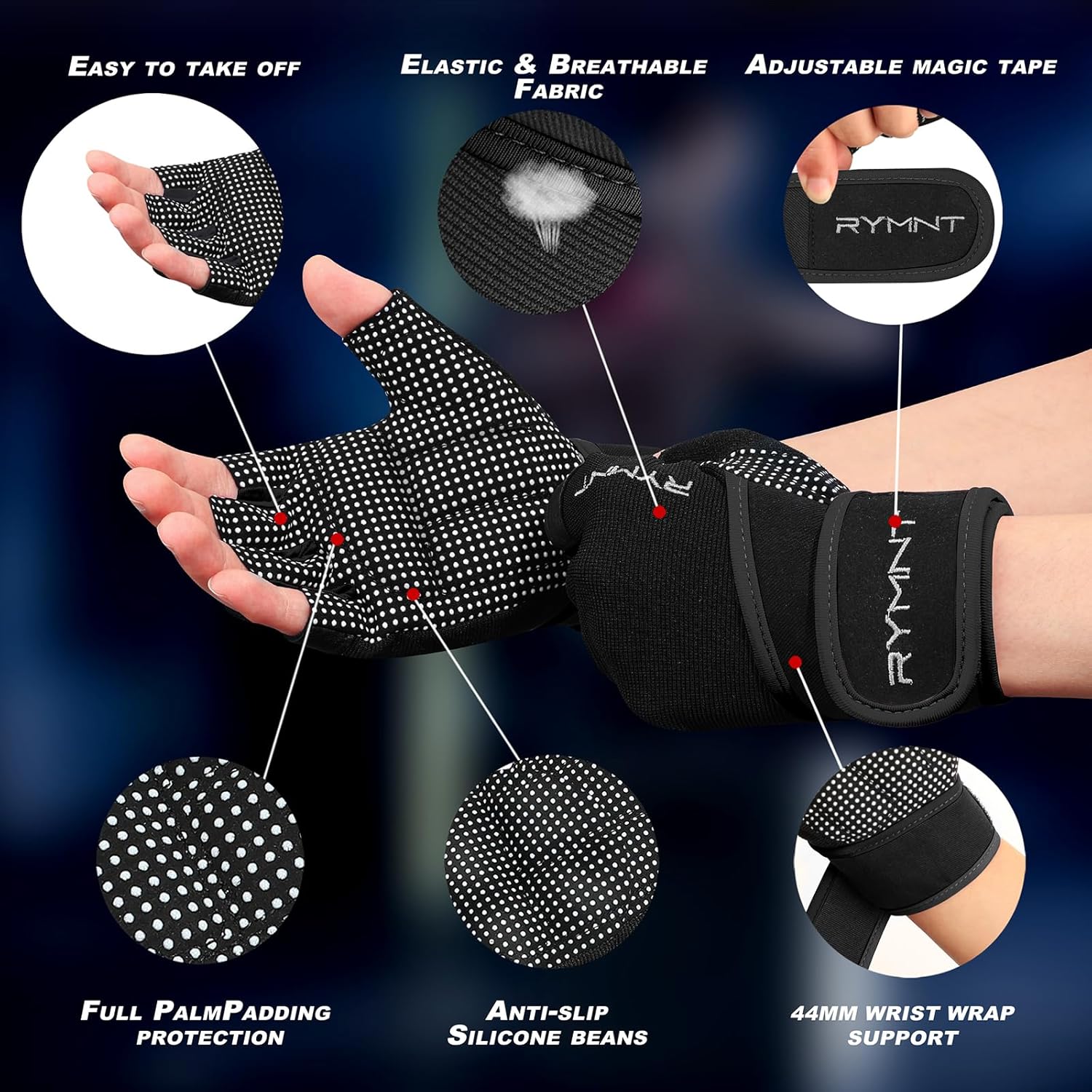 Skiennix Workout Gloves - Full Palm Protection & Extra Grip with Wrist Wrap Support | Unisex Fitness Gear