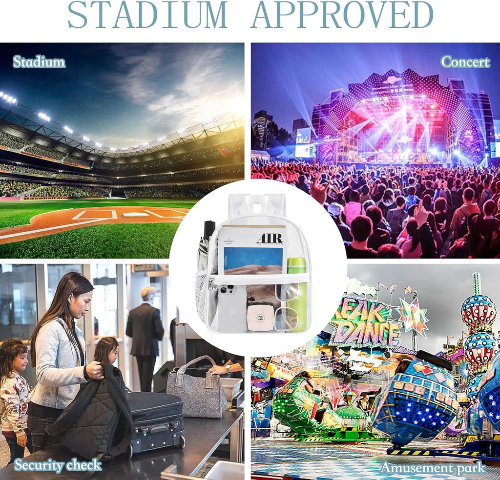 USPECLARE Clear Backpack - Stadium Approved 12x6x12 Waterproof Bag for Events & Concerts