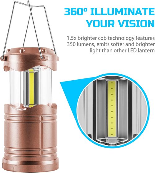 Lichamp LED Camping Lantern - 4 Pack Battery-Powered Flashlights for Emergencies | Portable & Collapsible