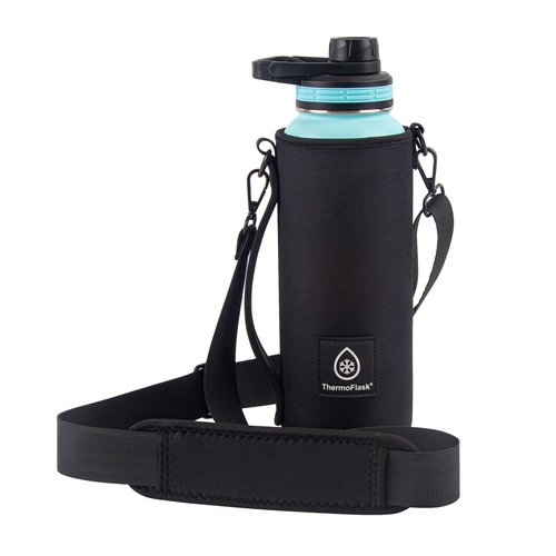 ThermoFlask Wine Bottle Ice Jacket - Wine Bottle Holder with Adjustable Buckle & Strap - Temp-Lock Wine Carrier - Wine Carrier for Travel - Wine Accessory for Brunch, Christmas, Parties & More - Grey