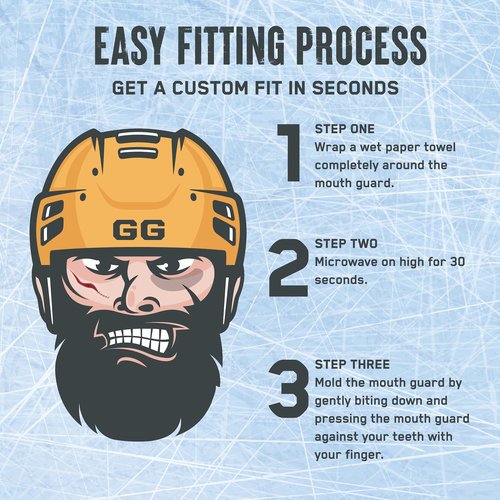 Goon Guard Hockey Mouth Guard Strapless - Hockey Mouth Guard for Adults & Braces: 2X The Impact Absorption, Made in The USA, Case Included (Clear & Clear)