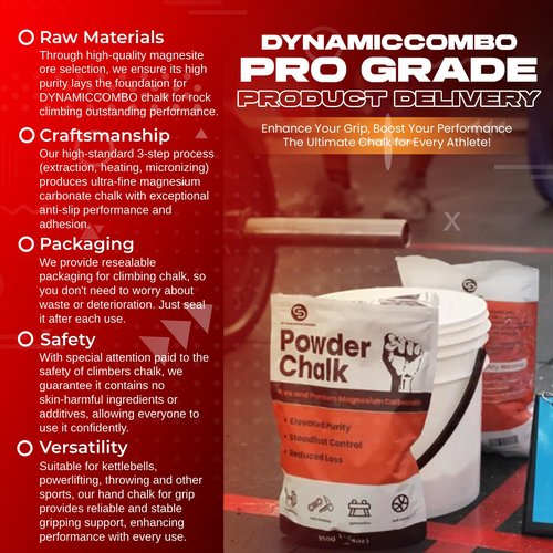DYNAMICCOMBO Climbing Chalk | Ultra-Fine Chalk Powder for Rock Climbing & Bouldering | Smooth Coverage & Strong Grip | 12 oz