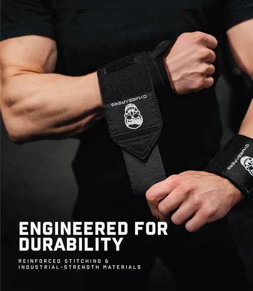 Gymreapers Weightlifting Wrist Wraps - IPF Approved 18" Professional Support with Heavy Duty Thumb Loop for Powerlifting & Bodybuilding