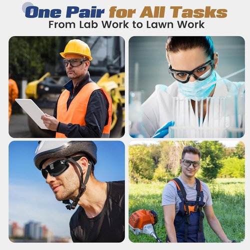 Flaya Adjustable Safety Glasses - Anti-Fog ANSI Z87.1 UV400 Protection Goggles with Foam Seal & Strap