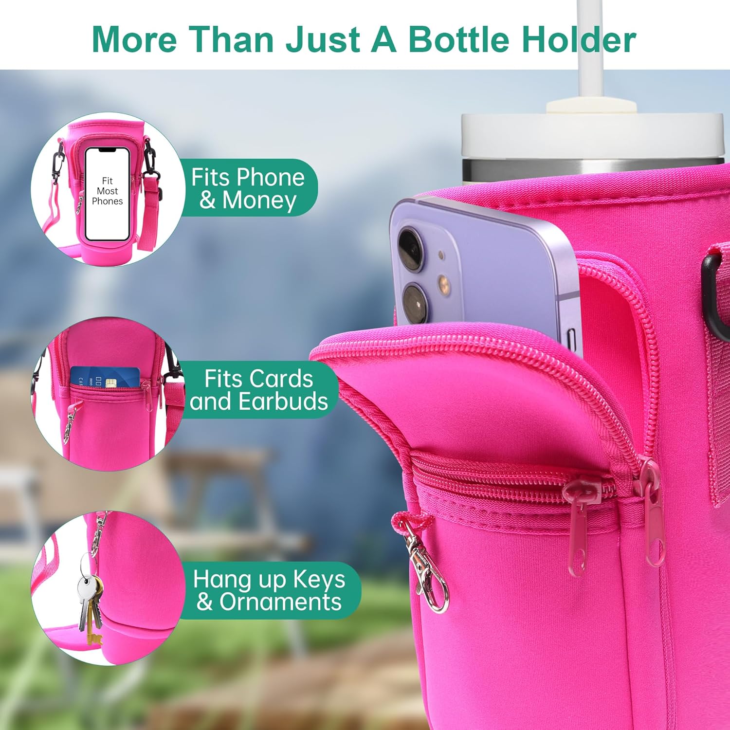 Stanley - Insulated Water Bottle Carrier Bag with Strap & Phone Pocket | Fits 40oz/30oz Tumblers