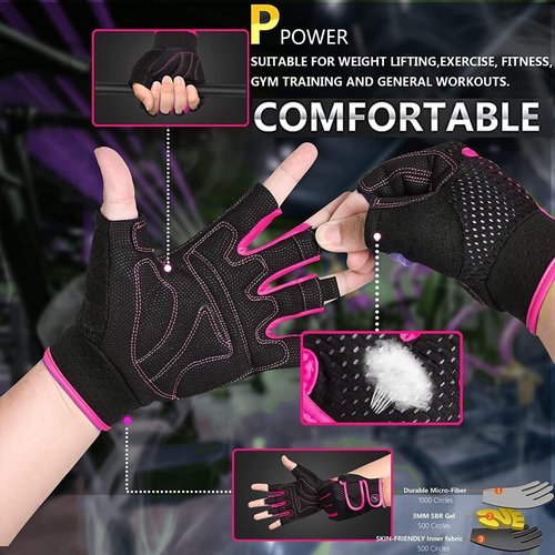MOREOK Workout Gloves - Padded Fingerless Weight Lifting Gloves for Men & Women | 3MM Gel Grip for Gym & Fitness