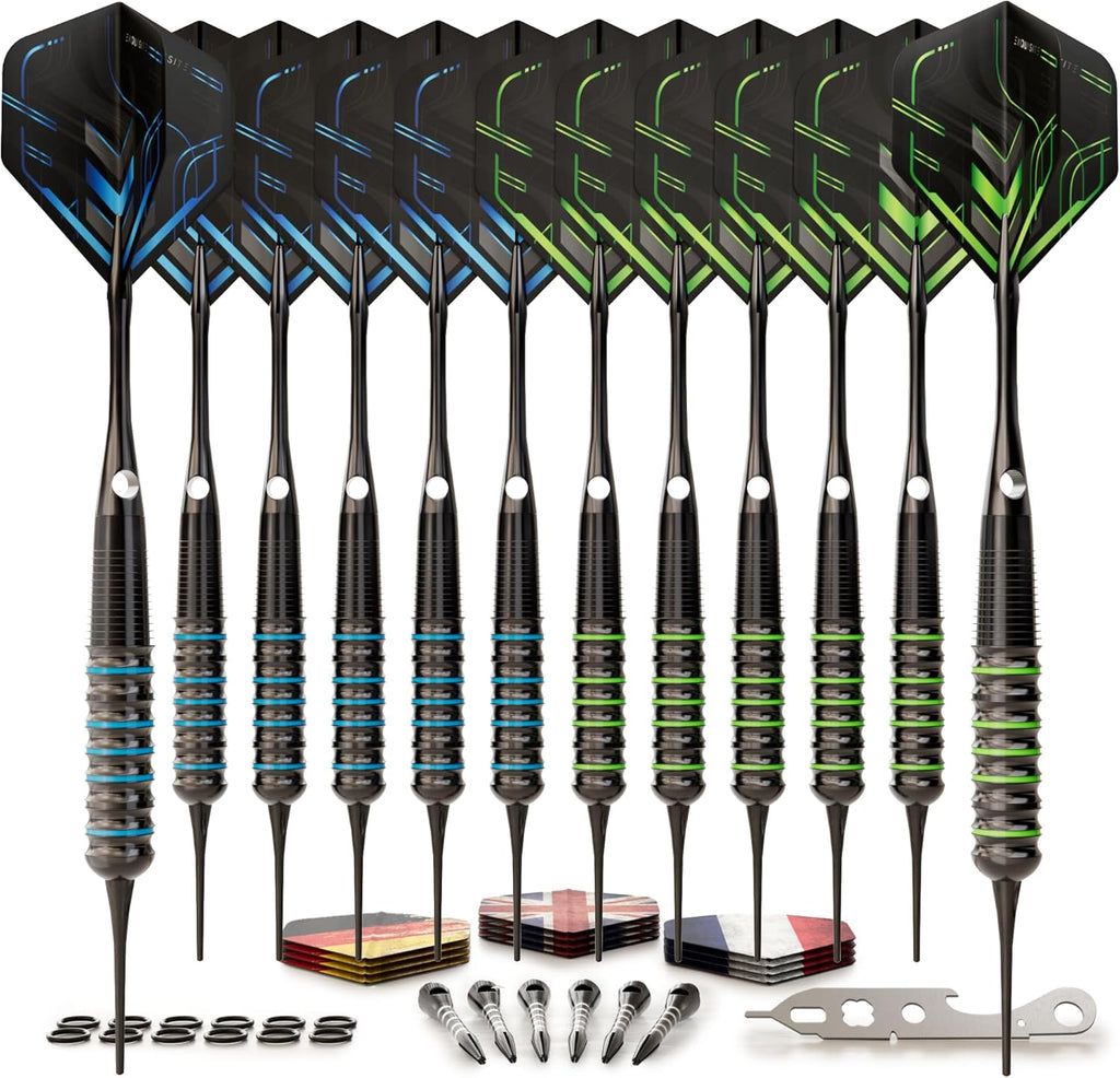 CC-Exquisite Darts Set - Professional Steel Tip Darts with 24 Flights & 18 Aluminum Shafts | 12 x 20/22g
