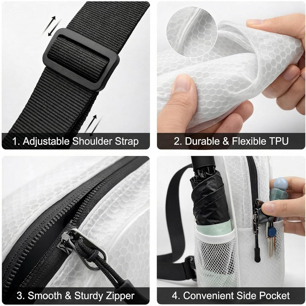 TPU Crossbody Sling Bag - Waterproof Chest Bag with Adjustable Strap | Ideal for Travel & Concerts