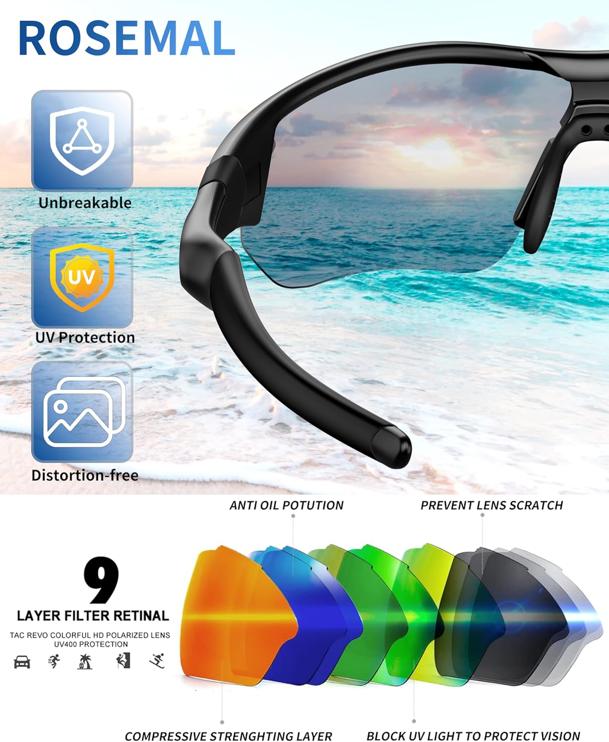 Polarized Sports Sunglasses - UV400 Protection for Men, Women & Youth | Ideal for Baseball, Running & Cycling