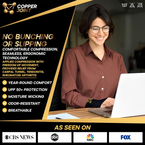 CopperJoint Wrist Brace for Carpal Tunnel Pair, Medium- Adjustable Compression Support for Men & Women-Elastic Hand Support Pain Wrist Splint for Tendonitis, Arthritis, Sprain for Day & Night Use