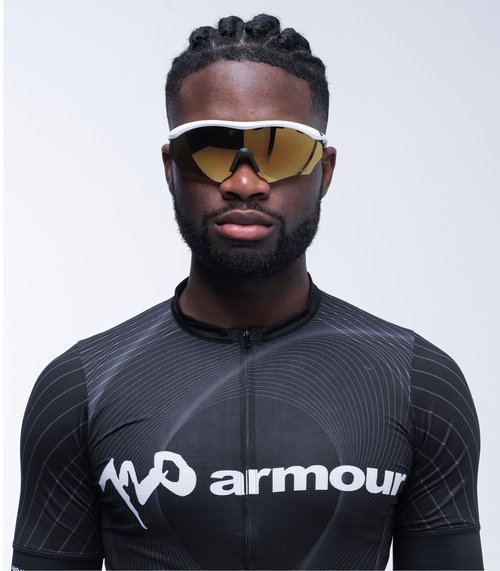 720armour Rider Sports Sunglasses, UV400 Protection, Unisex, for Cycling and Outdoor Activities (Matte White Frame With Gold Lens)