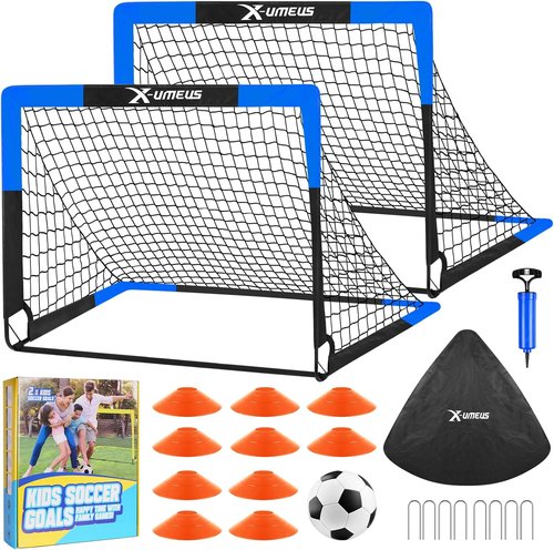 Kids Soccer Goals by [Brand Name] - Backyard Set of 2 | 4 x 3 ft & 6 x 4 ft with Soccer Ball & Cones